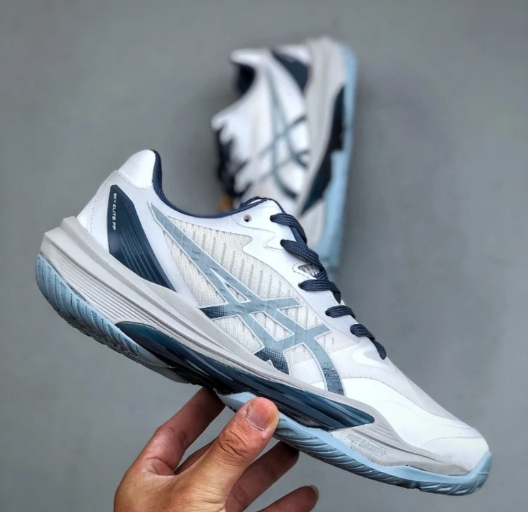 کتونی اسیکس سفید آبی تنیس مستر کوالیتی ویتنام سایز ۴۰ تا ۴۵  ASICS Sky Elite FF 3 Volleyball Shoes