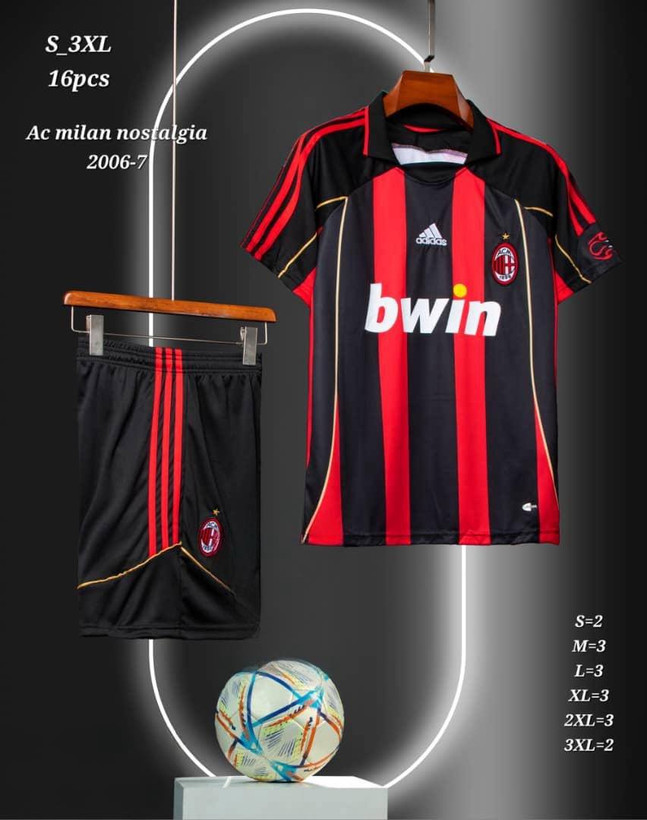 کیت تیشرت فوتبالی پلیری آدیداس میلان 2007 آستین بلند سایز S تا ADIDAS MILAN 2007 2XL