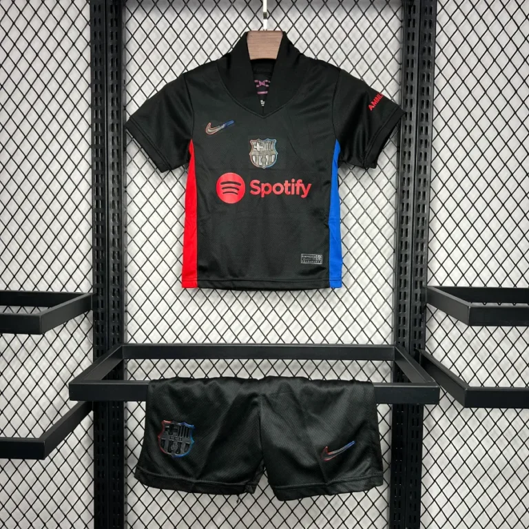 تیشرت کیت دوم بارسلونا مشکی بچه گانه نایک اسپاتیفای 2025/26 سایز 20 تا 30 BARCELONA NIKE 2025/26