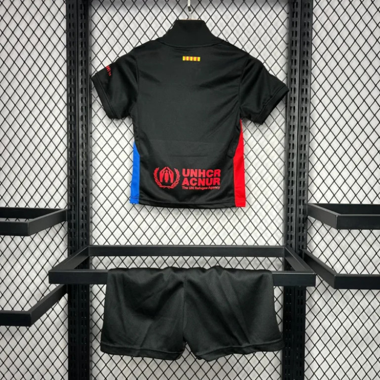 تیشرت کیت دوم بارسلونا مشکی بچه گانه نایک اسپاتیفای 2025/26 سایز 20 تا 30 BARCELONA NIKE 2025/26