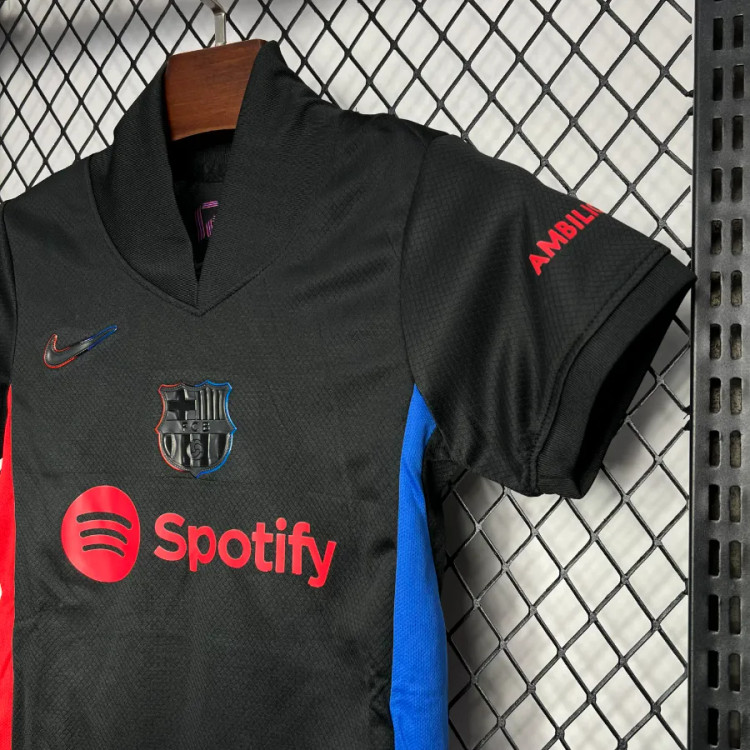 تیشرت کیت دوم بارسلونا مشکی بچه گانه نایک اسپاتیفای 2025/26 سایز 20 تا 30 BARCELONA NIKE 2025/26