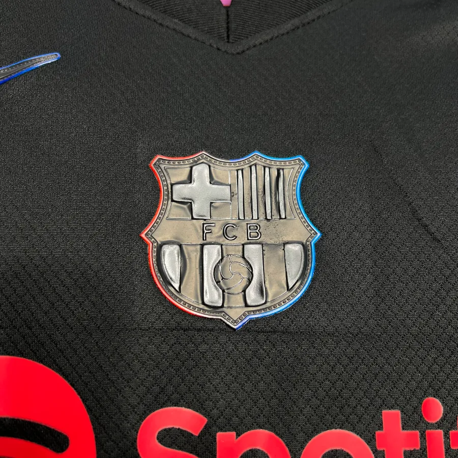 تیشرت کیت دوم بارسلونا مشکی بچه گانه نایک اسپاتیفای 2025/26 سایز 20 تا 30 BARCELONA NIKE 2025/26
