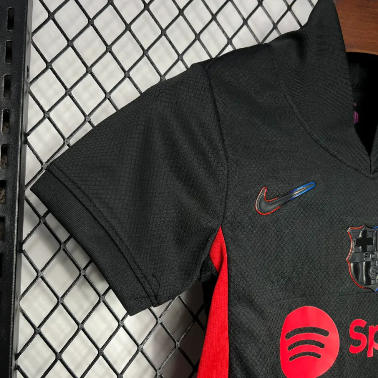 تیشرت کیت دوم بارسلونا مشکی بچه گانه نایک اسپاتیفای 2025/26 سایز 20 تا 30 BARCELONA NIKE 2025/26
