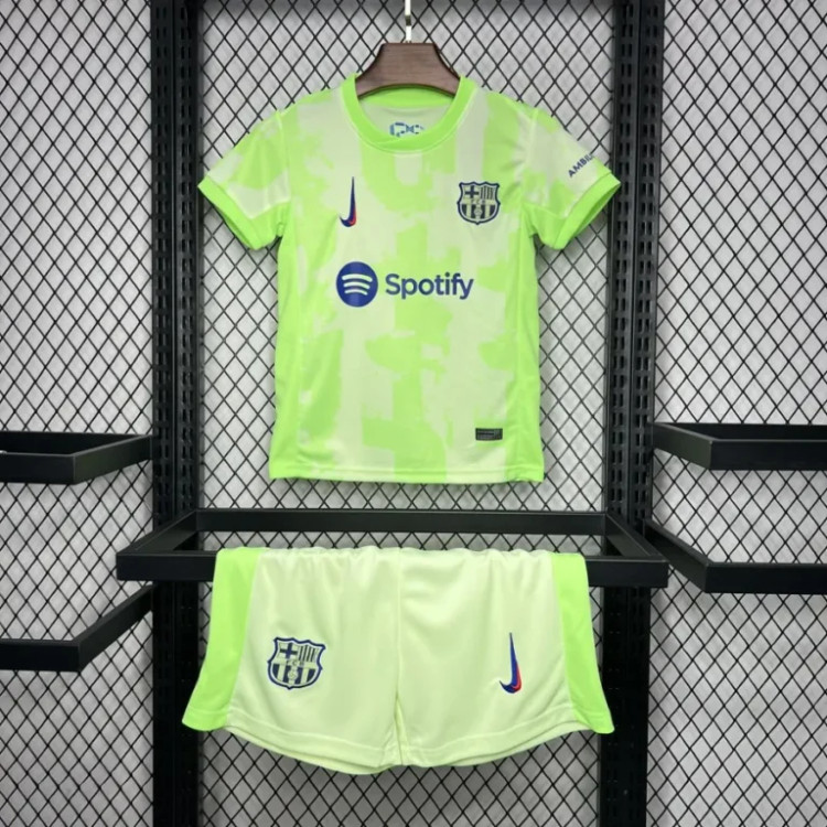 تیشرت کیت سوم بارسلونا سبز بچه گانه نایک اسپاتیفای 2025/24 سایز 20 تا 30 BARCELONA NIKE 2025/24