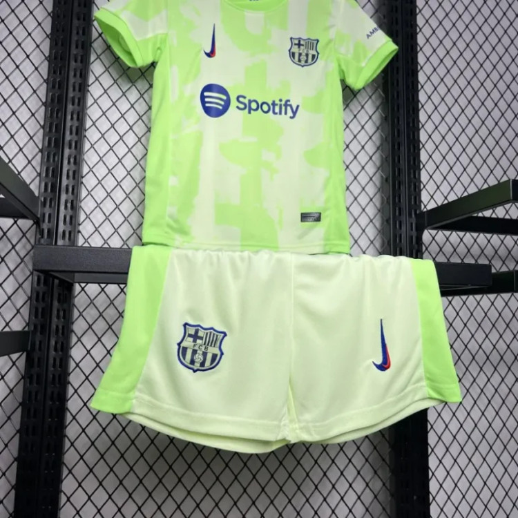 تیشرت کیت سوم بارسلونا سبز بچه گانه نایک اسپاتیفای 2025/24 سایز 20 تا 30 BARCELONA NIKE 2025/24