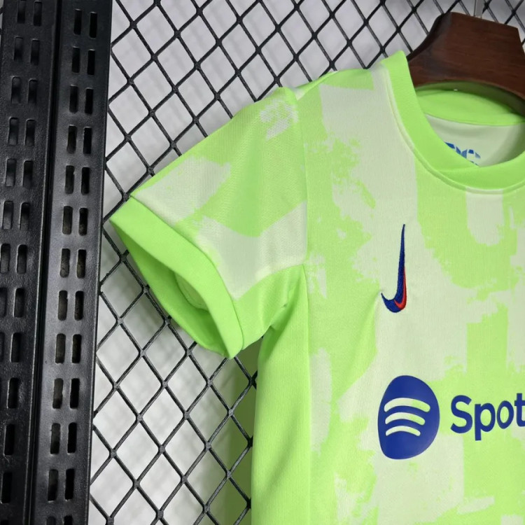 تیشرت کیت سوم بارسلونا سبز بچه گانه نایک اسپاتیفای 2025/24 سایز 20 تا 30 BARCELONA NIKE 2025/24