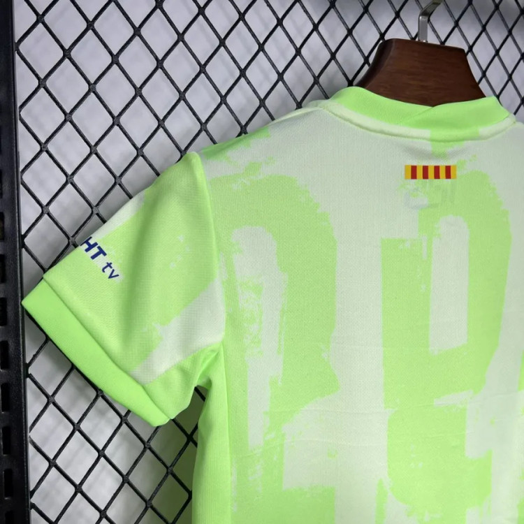 تیشرت کیت سوم بارسلونا سبز بچه گانه نایک اسپاتیفای 2025/24 سایز 20 تا 30 BARCELONA NIKE 2025/24