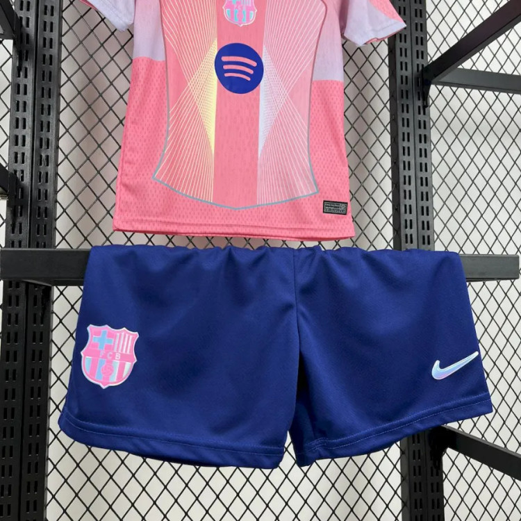 تیشرت کیت کانسپت بارسلونا صورتی بچه گانه نایک اسپاتیفای 2025/26 سایز 20 تا 30 BARCELONA NIKE 2025/26
