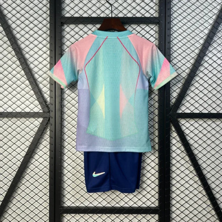 تیشرت کیت کانسپت بارسلونا آبی صورتی بچه گانه نایک اسپاتیفای 2025/26 سایز 20 تا 30 BARCELONA NIKE 2025/26