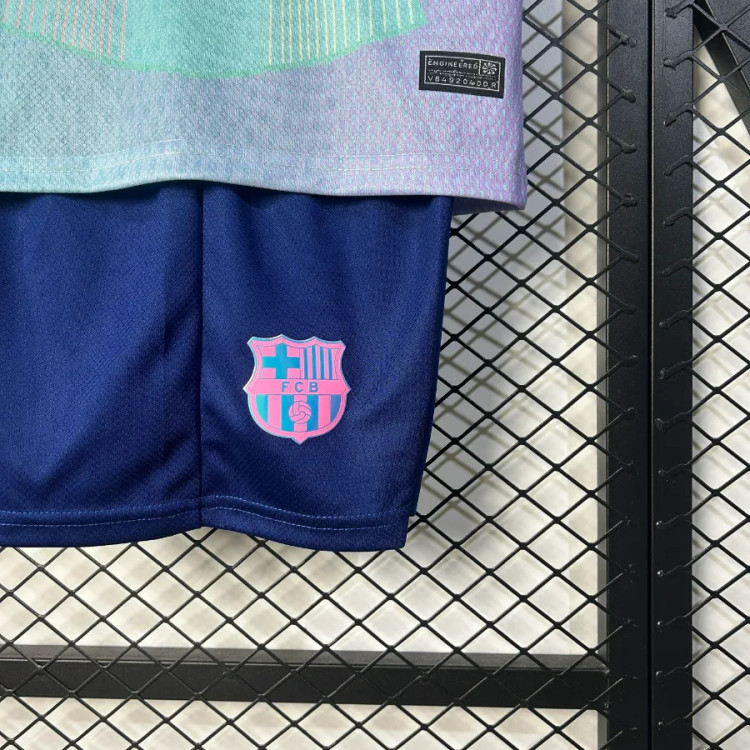 تیشرت کیت کانسپت بارسلونا آبی صورتی بچه گانه نایک اسپاتیفای 2025/26 سایز 20 تا 30 BARCELONA NIKE 2025/26