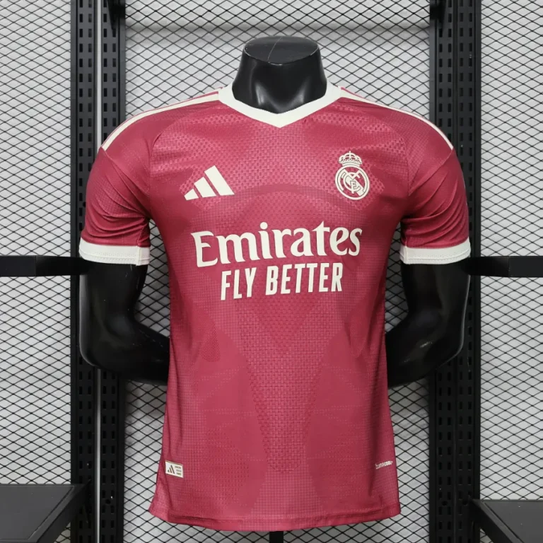 تیشرت کیت فوتبالی آدیداس رئال مادرید دوم قرمز زرشکی 2026/27 سایز S تاADIDAS REAL MADRID 2XL