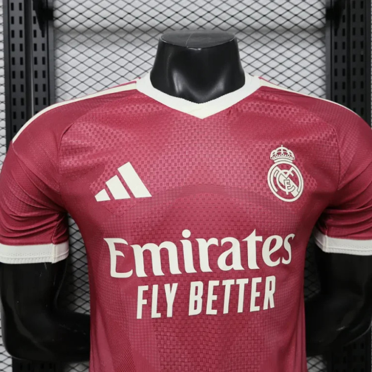 تیشرت کیت فوتبالی آدیداس رئال مادرید دوم قرمز زرشکی 2026/27 سایز S تاADIDAS REAL MADRID 2XL