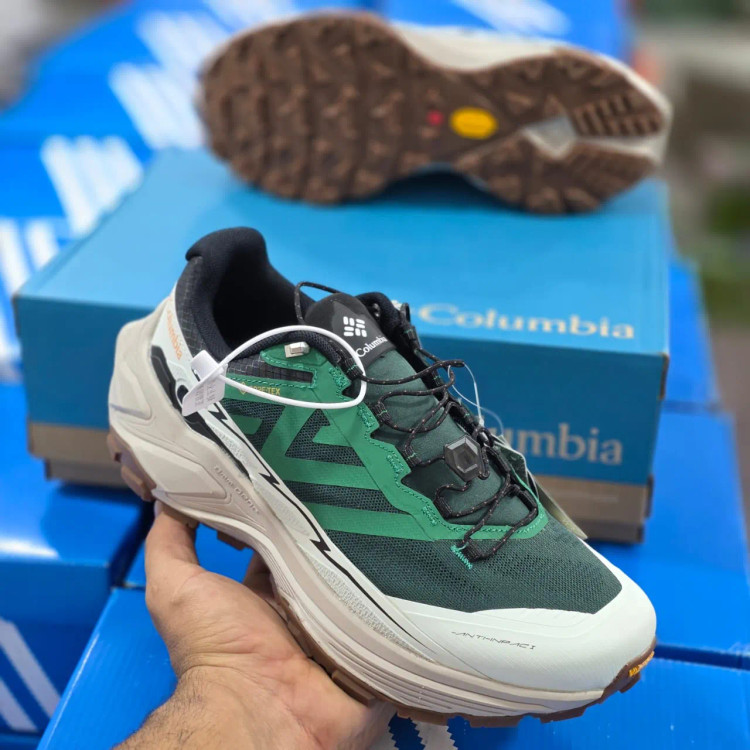 کتونی تراکینگ و تریل گورتکس کلمبیا سایز ۴۰ الی ۴۵ سبز کرم بژ COLUMBIA OUTDRY