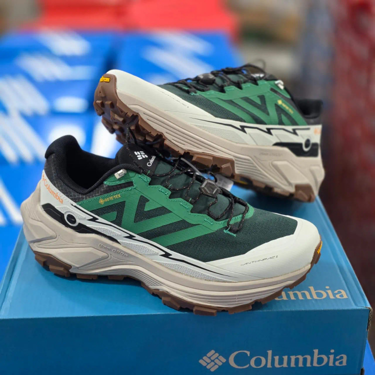 کتونی تراکینگ و تریل گورتکس کلمبیا سایز ۴۰ الی ۴۵ سبز کرم بژ COLUMBIA OUTDRY