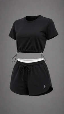 ست تیشرت و شلوارک ورزشی مشکی سایز M تا XL